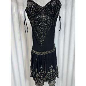 Sue Wong Nocturne Silk Beaded Petal Dress Ballet Flapper Fairy Coquette Size 10